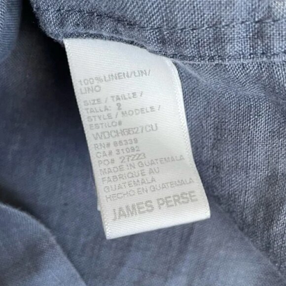James Perse Dress 2 M 100% Linen Drawstring Waist Sleeveless Blue Luxury Cinched - Picture 6 of 7